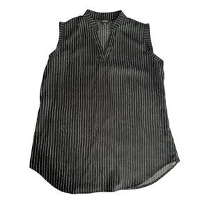 Amaryllis Black With White V-Neck Sleeveless Pullover Tank Top Blouse Size XL